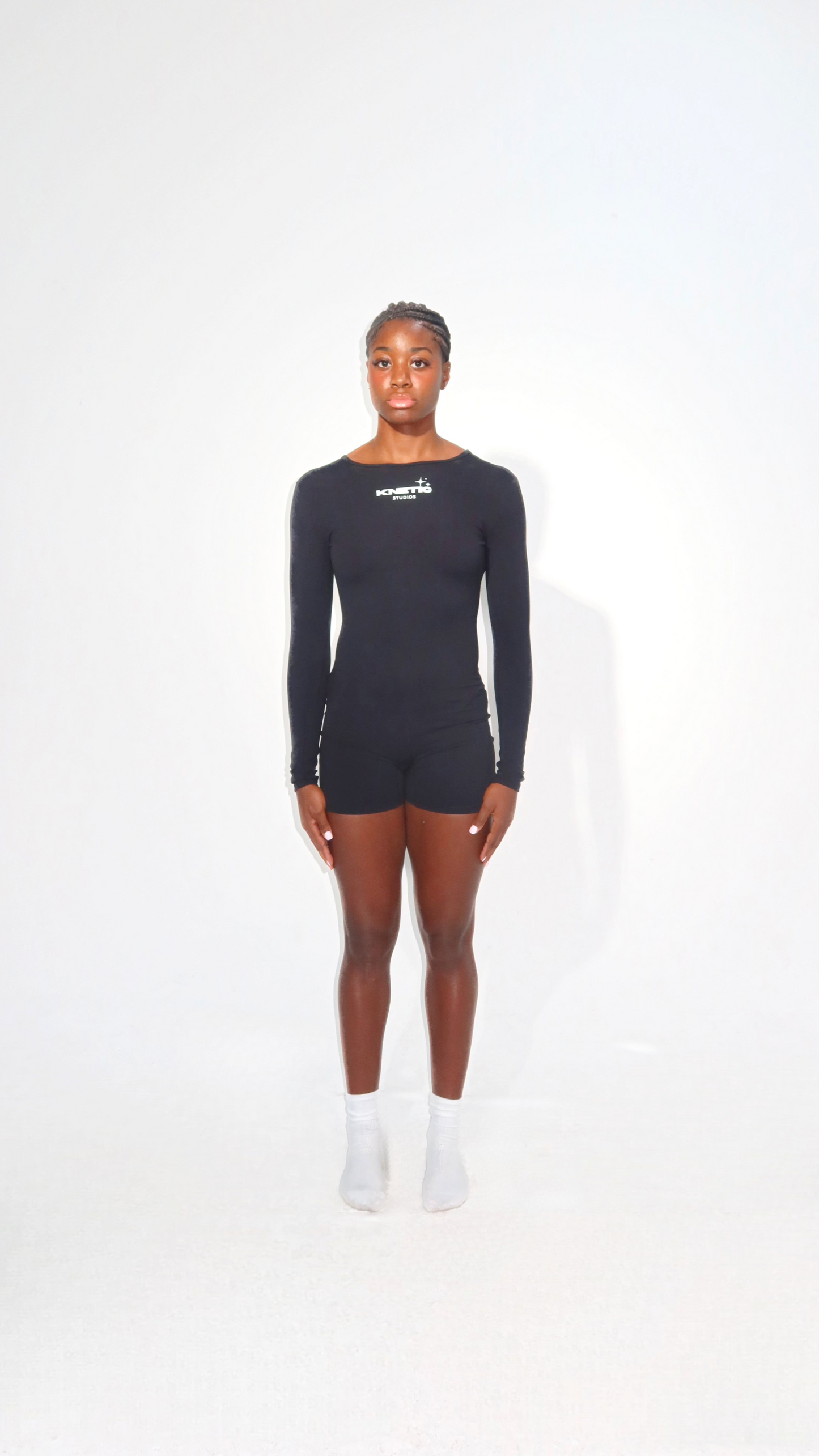 LONG SLEEVE ROMPER: CUTOUT OPEN BACK & CINCHED BOTTOM