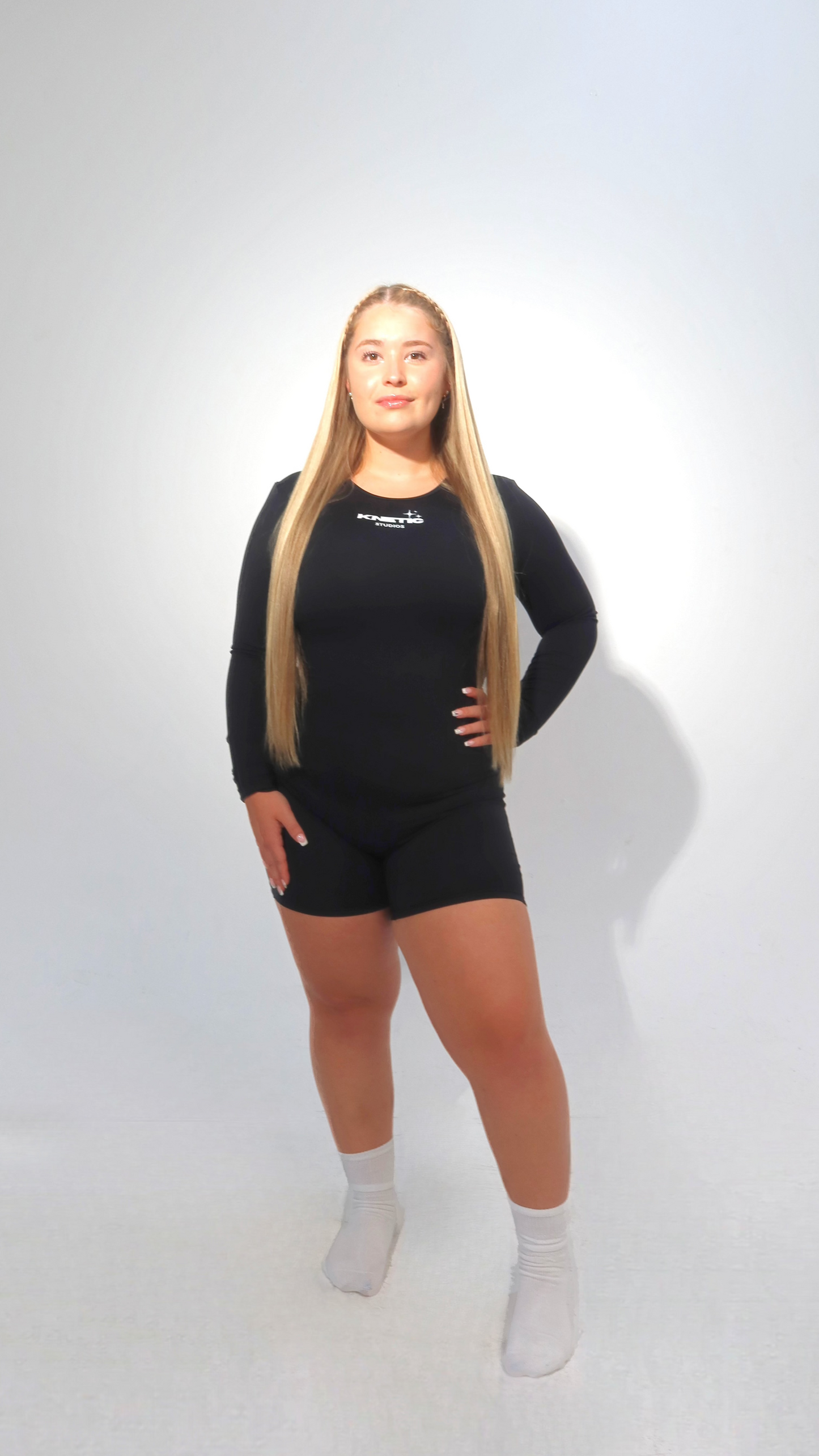 LONG SLEEVE ROMPER: CUTOUT OPEN BACK & CINCHED BOTTOM